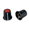 Black body Red Top Knob 16x15mm Shaft 6.4mm