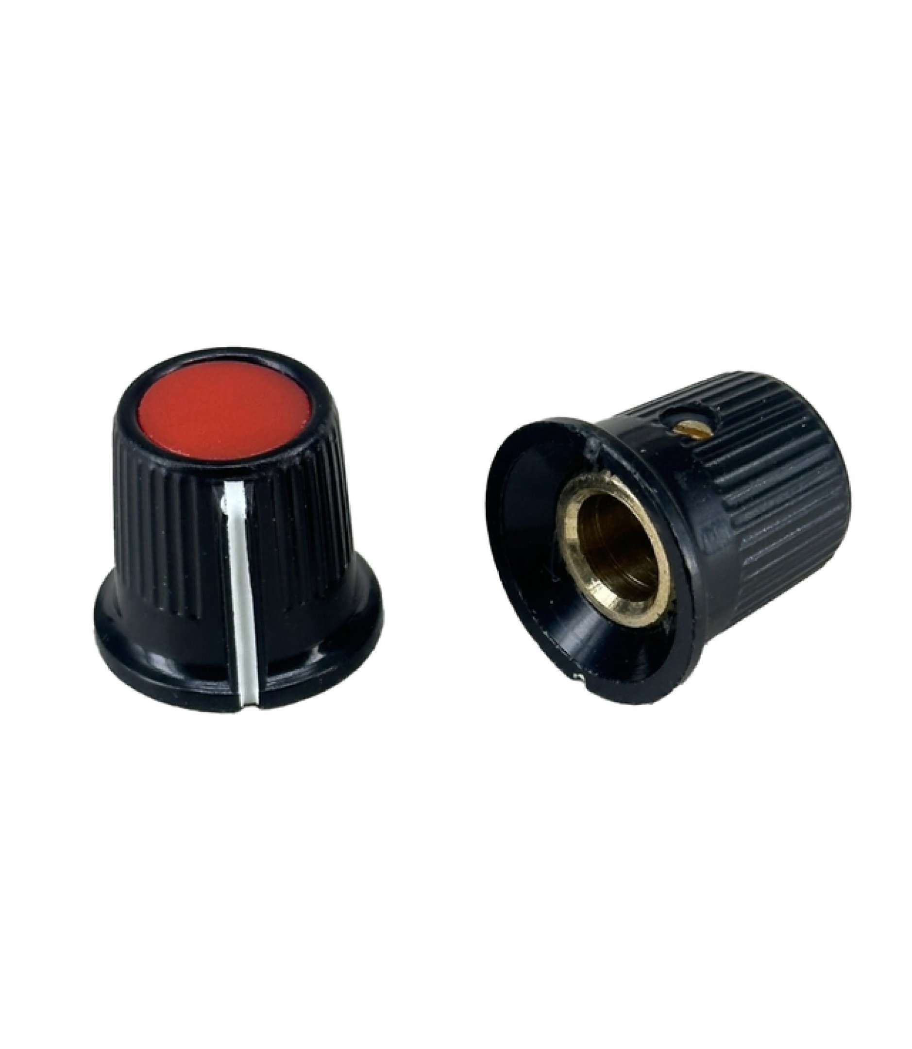 Black body Red Top Knob 16x15mm Shaft 6.4mm