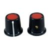 Black body Red Top Knob 16x15mm Shaft 6.4mm