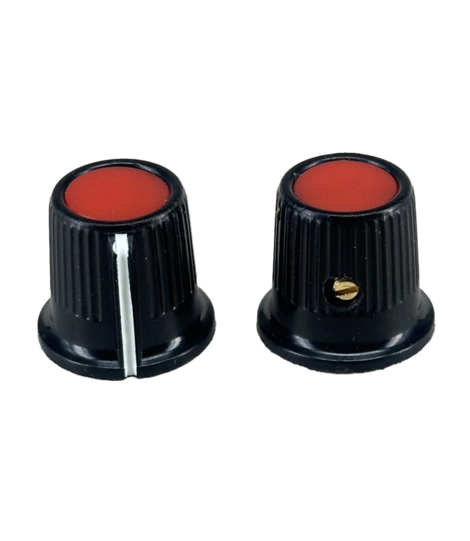 Black body Red Top Knob 16x15mm Shaft 6.4mm