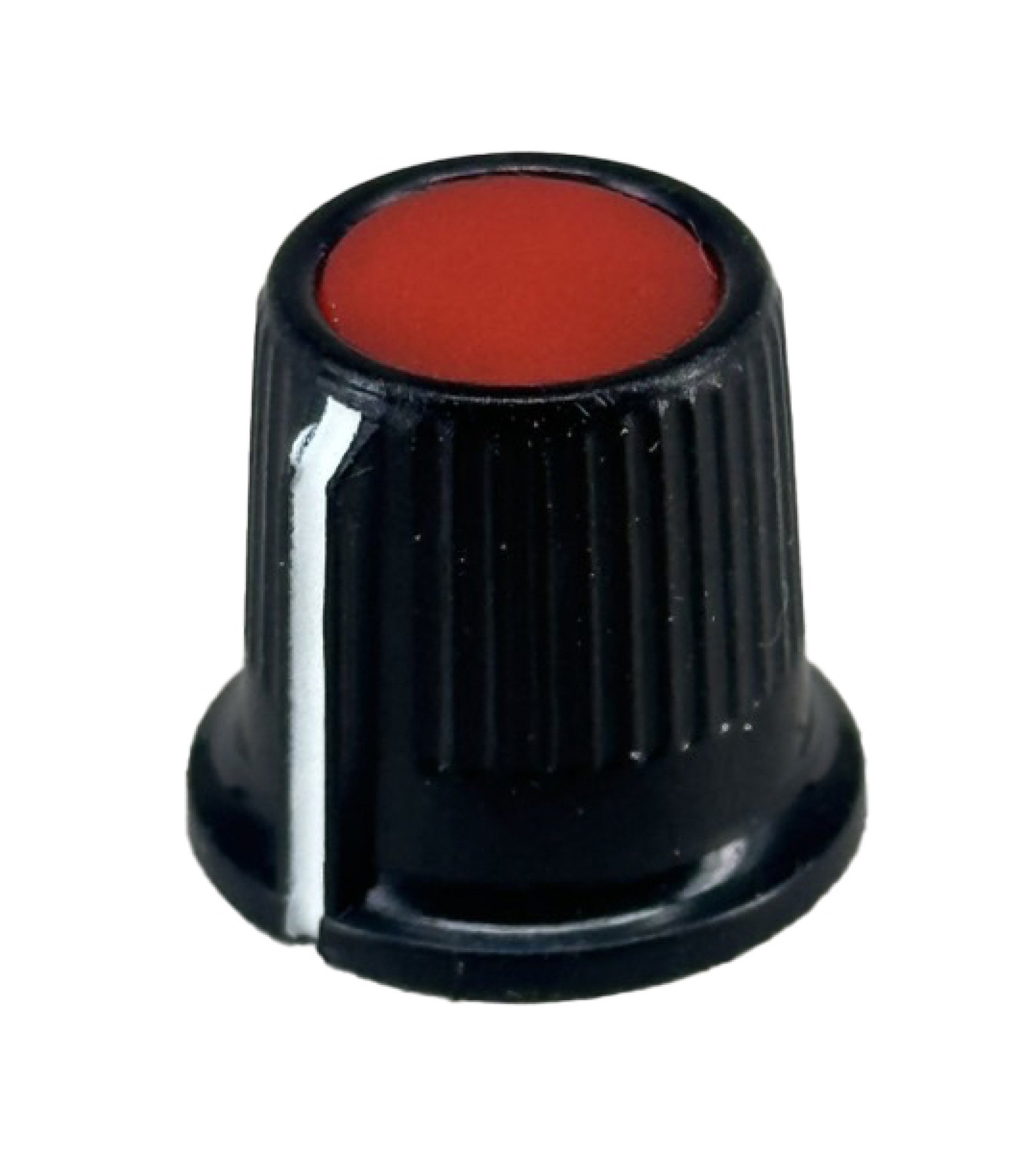 Black body Red Top Knob 16x15mm Shaft 6.4mm
