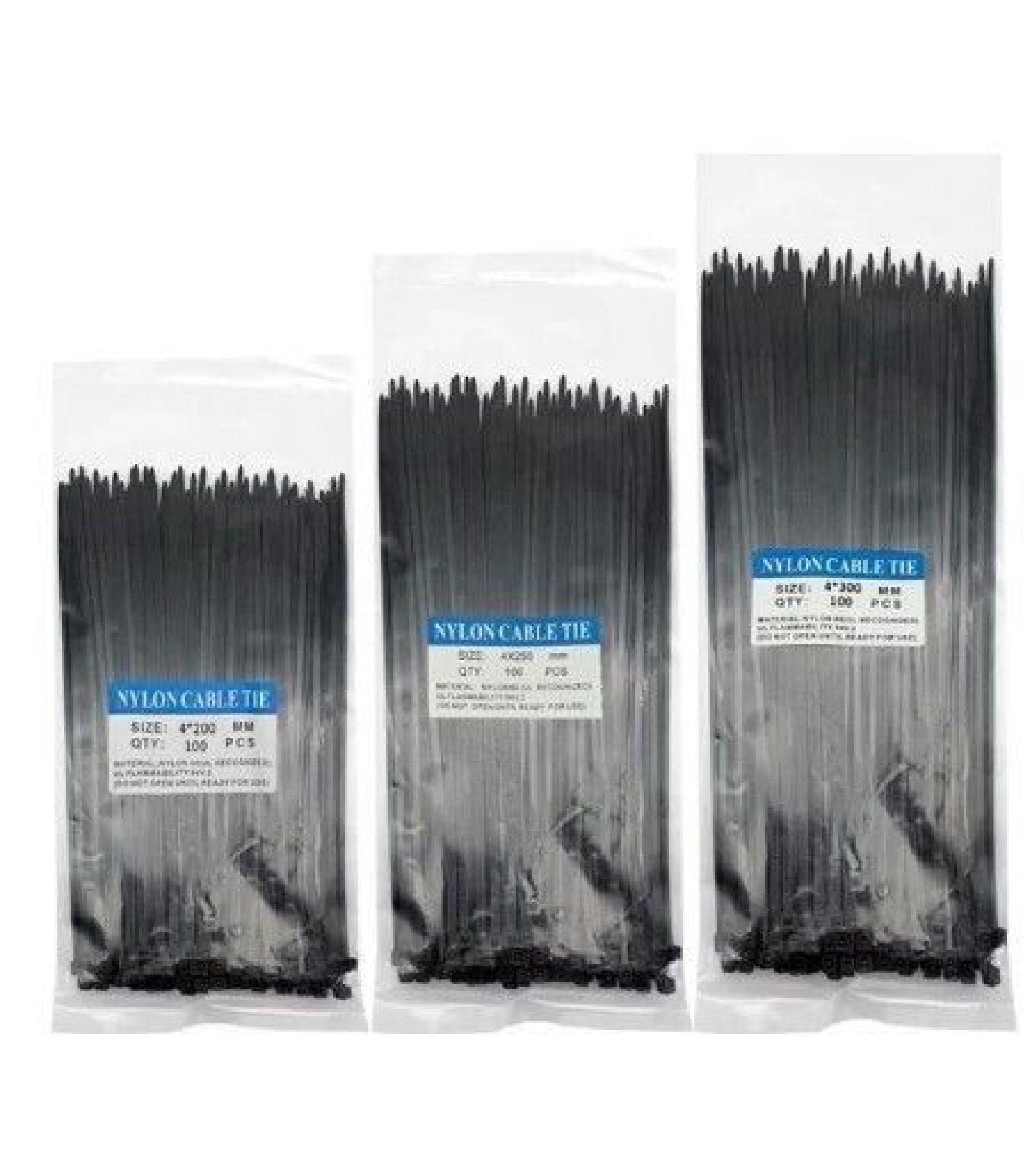 Black Nylon Cable Ties Self-Locking 3x100mm 100PCS