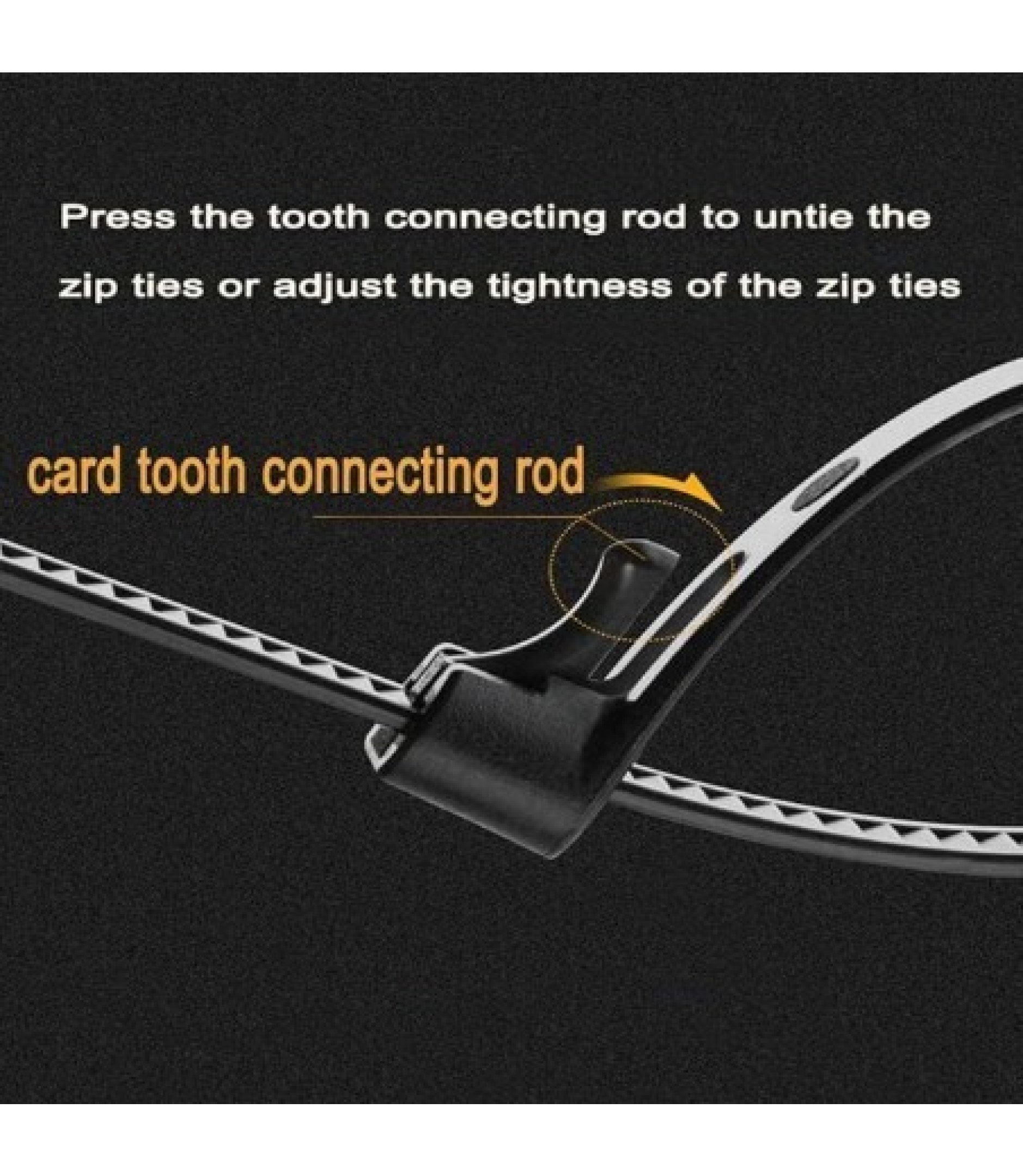 Removable Black Nylon Cable Ties 8mm 200mm 100PCS