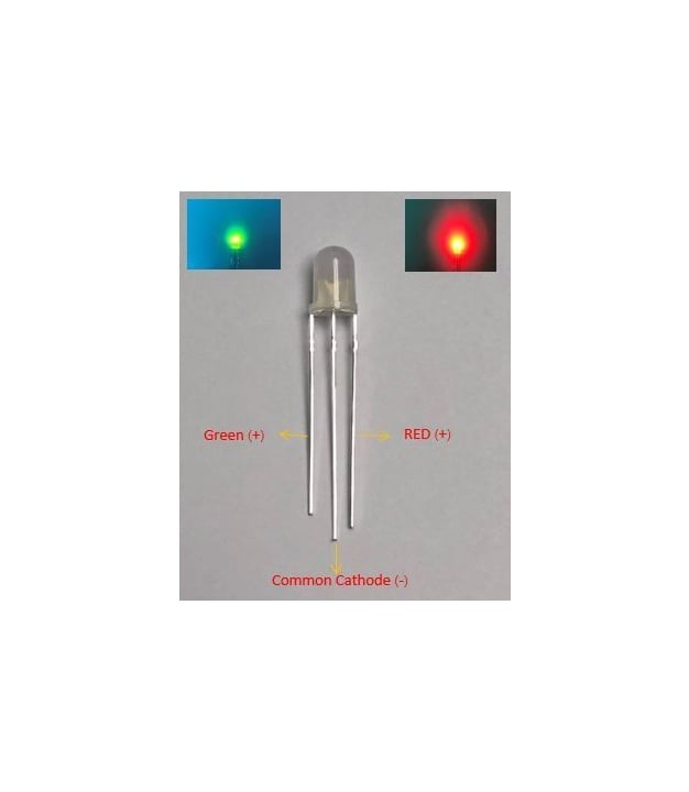 Bi-color LED Red/Green 5mm Common Cathode
