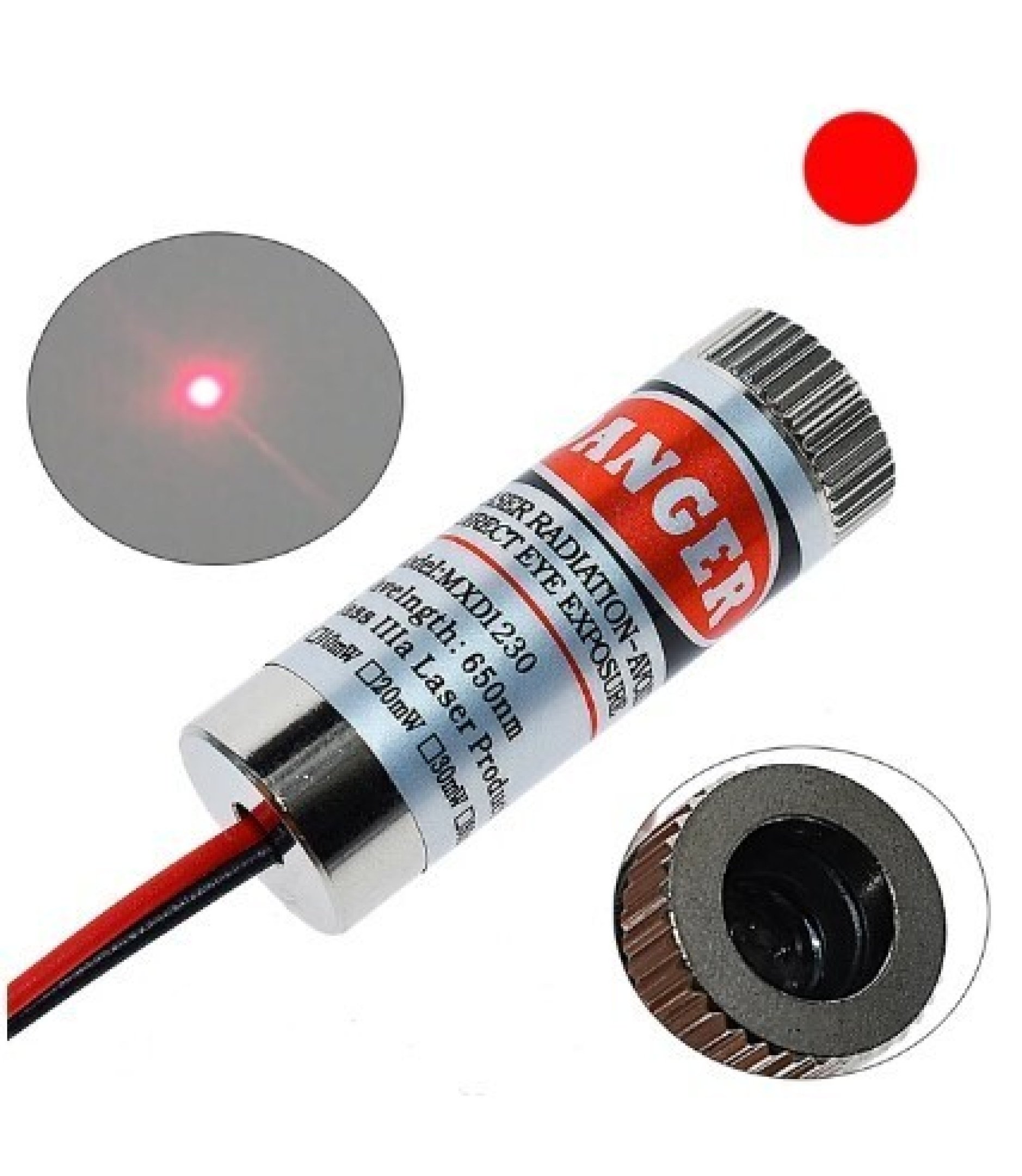 650nm Red Laser with Dot Mark Glass Lens
