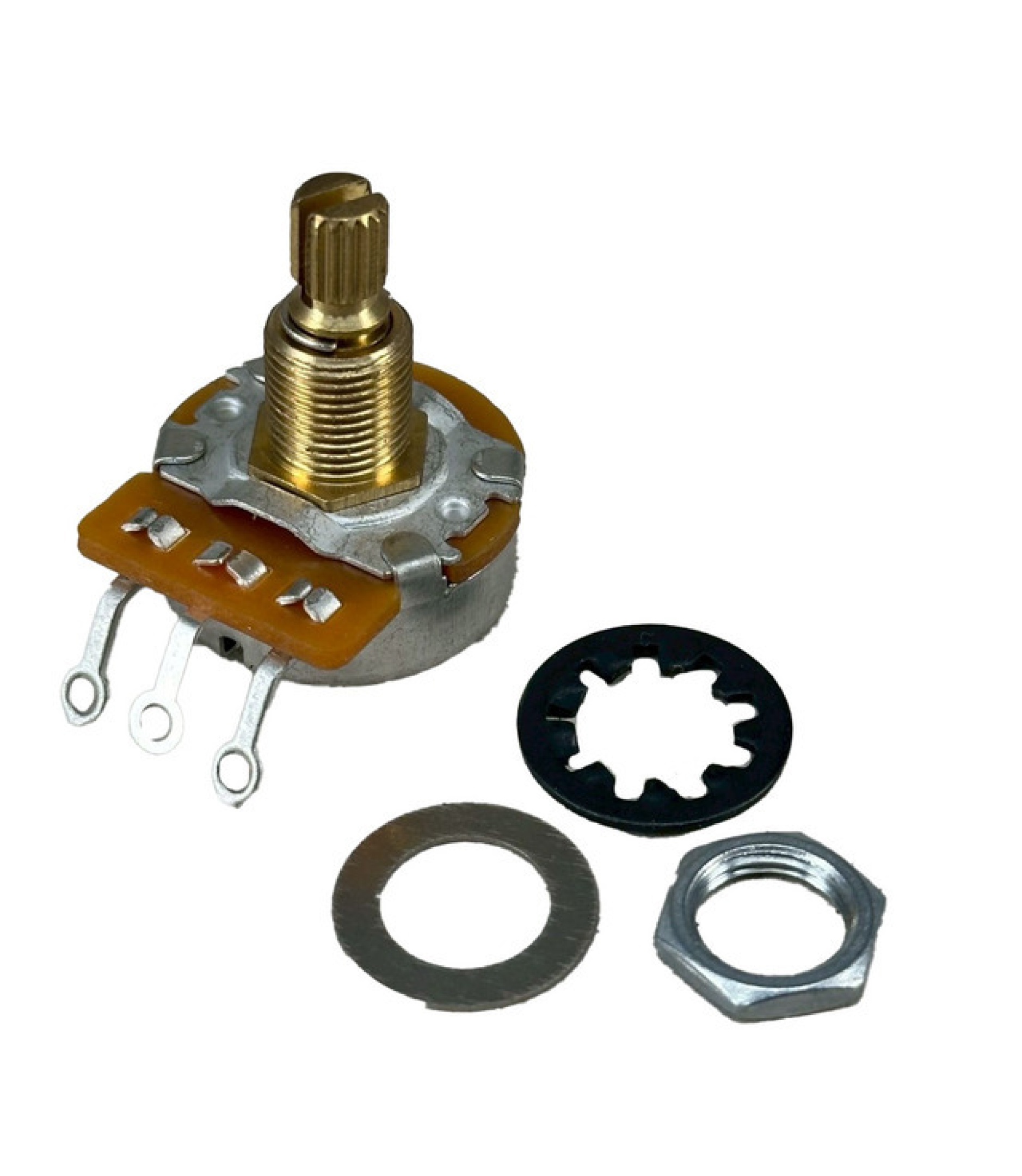 100Electronics 250K OHM LOGARITHMIC Taper Potentiometer Solder Lugs Knurled Spline Shaft Dia: 6mm
