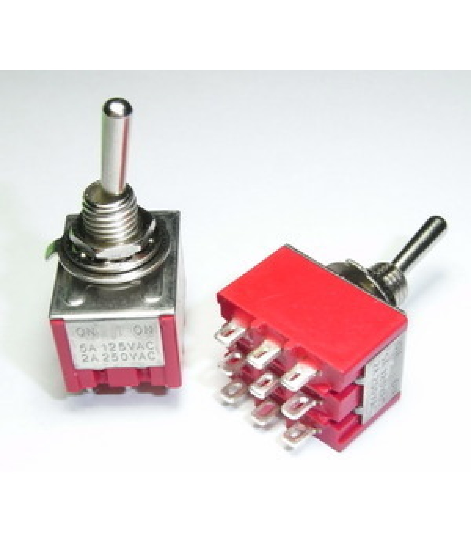 Electronic component image of Mini Toggle Switch 3PDT On-On for circuit design.