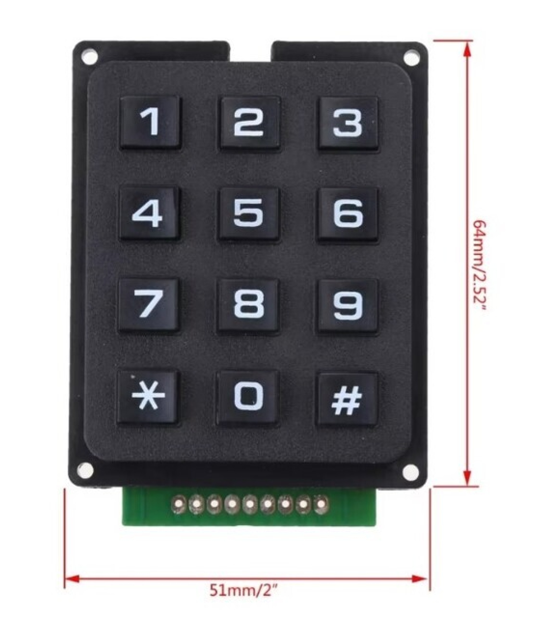 3x4 Keyboard Matrix 12 keys Black
