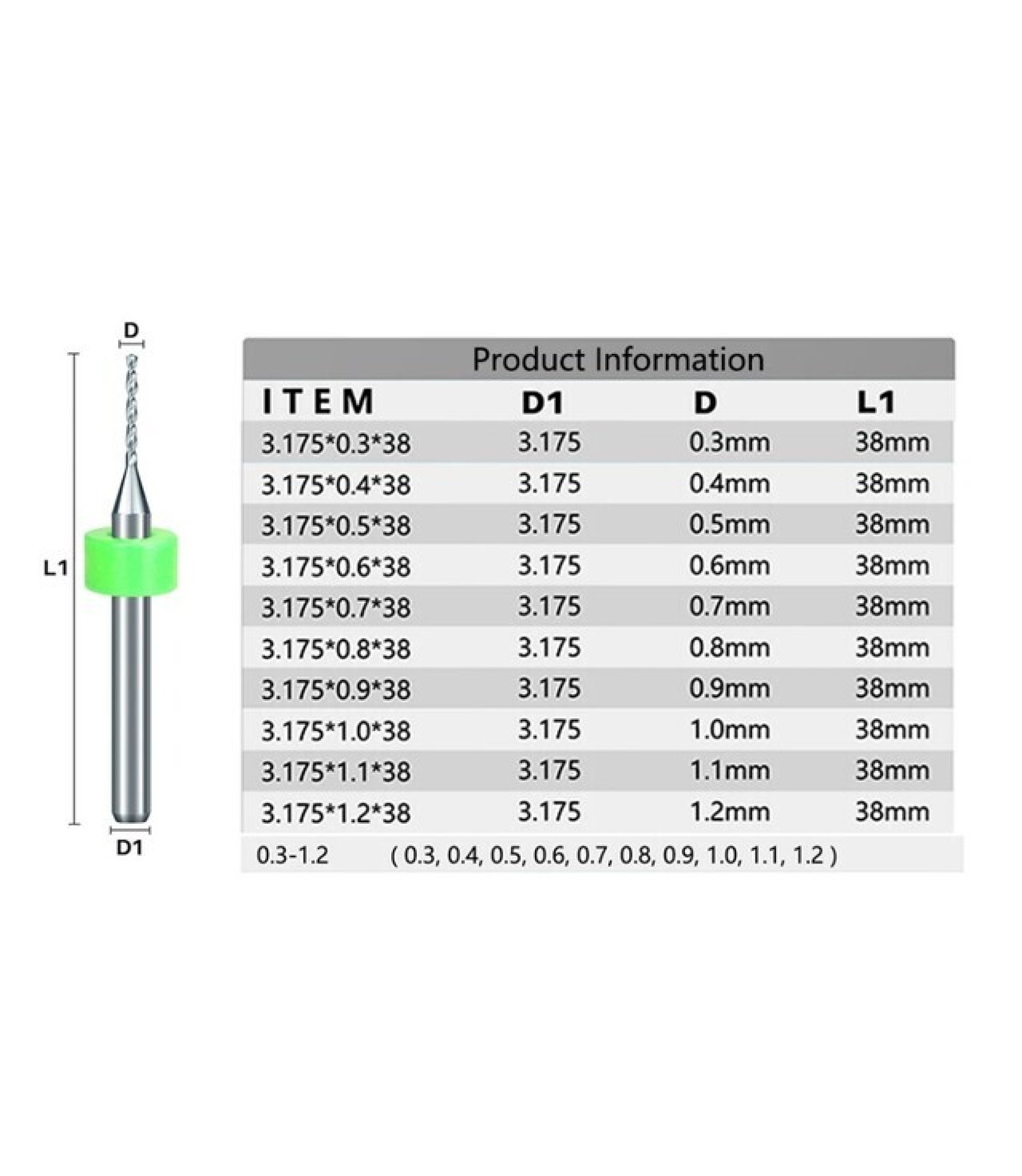 0.3-1.2mm 10Sticks PCB Drill circuit board Tool Set
