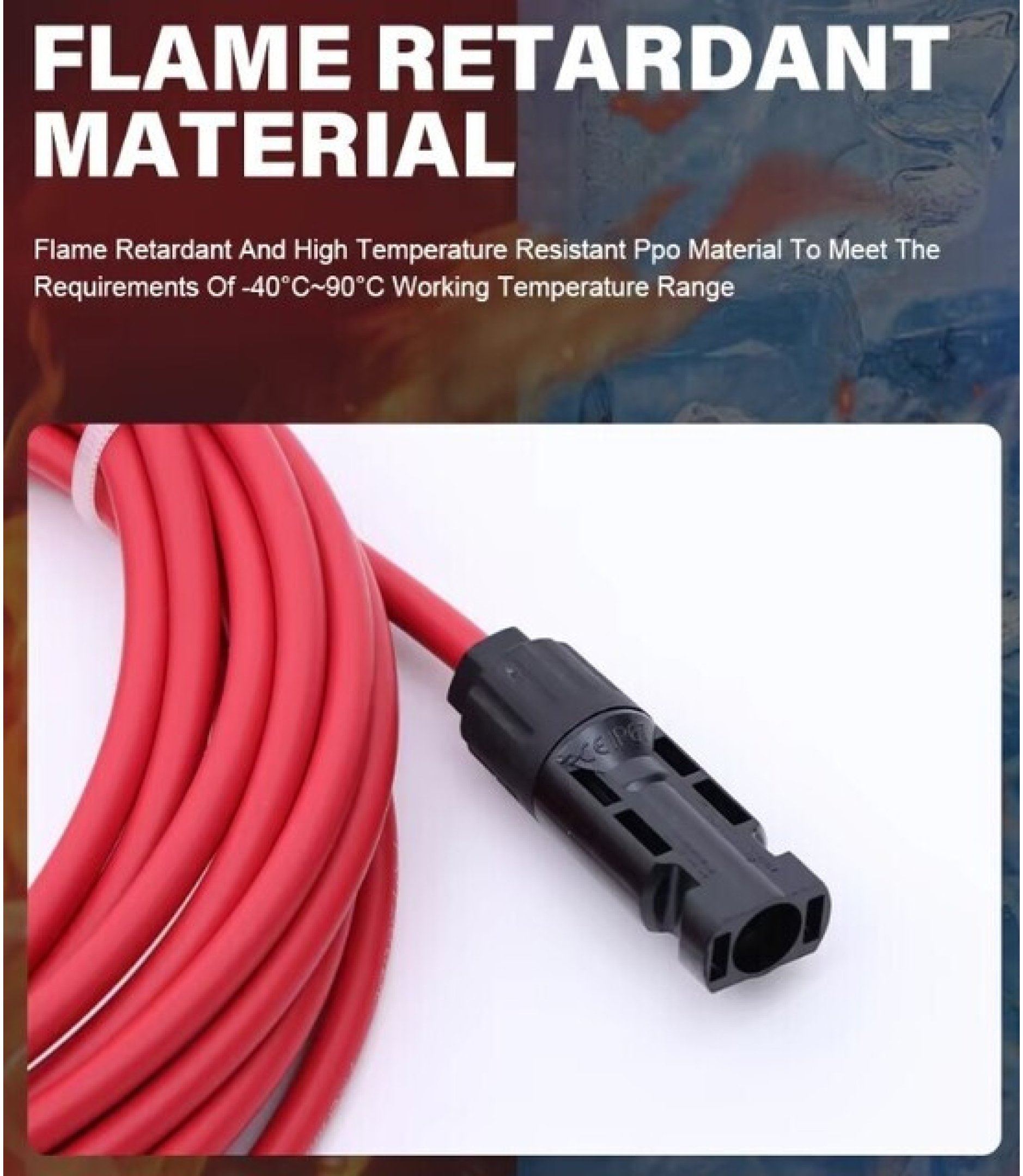 1 Pair 12AWG Male and Female Solar Panel Extension cable 2M