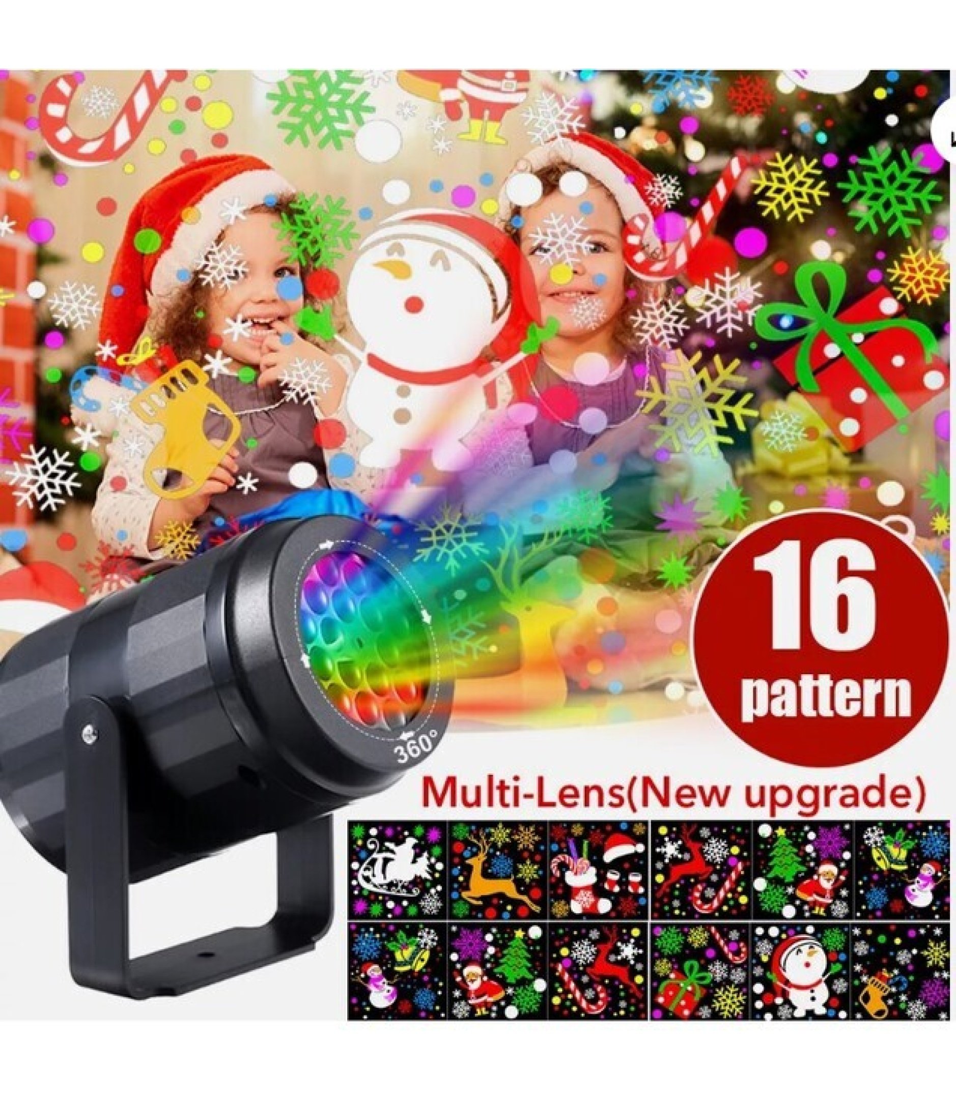 RGB Christmas LED Laser Projector 16 kinds patterns with EU plug