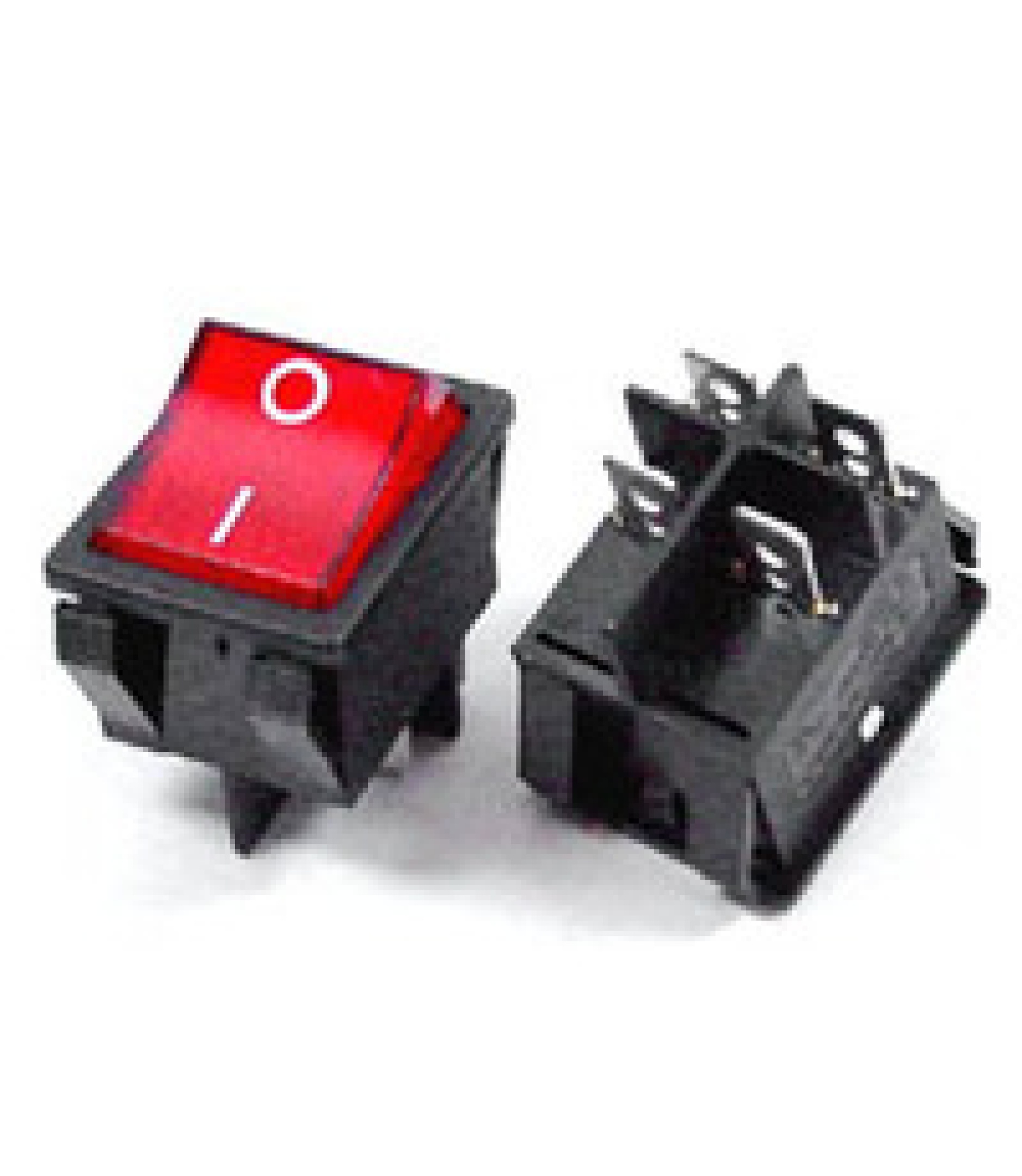 Electronic component image of Rocker Switch Red ON/OFF DPST (with lamp) 16A 250VAC for panel mount applications.