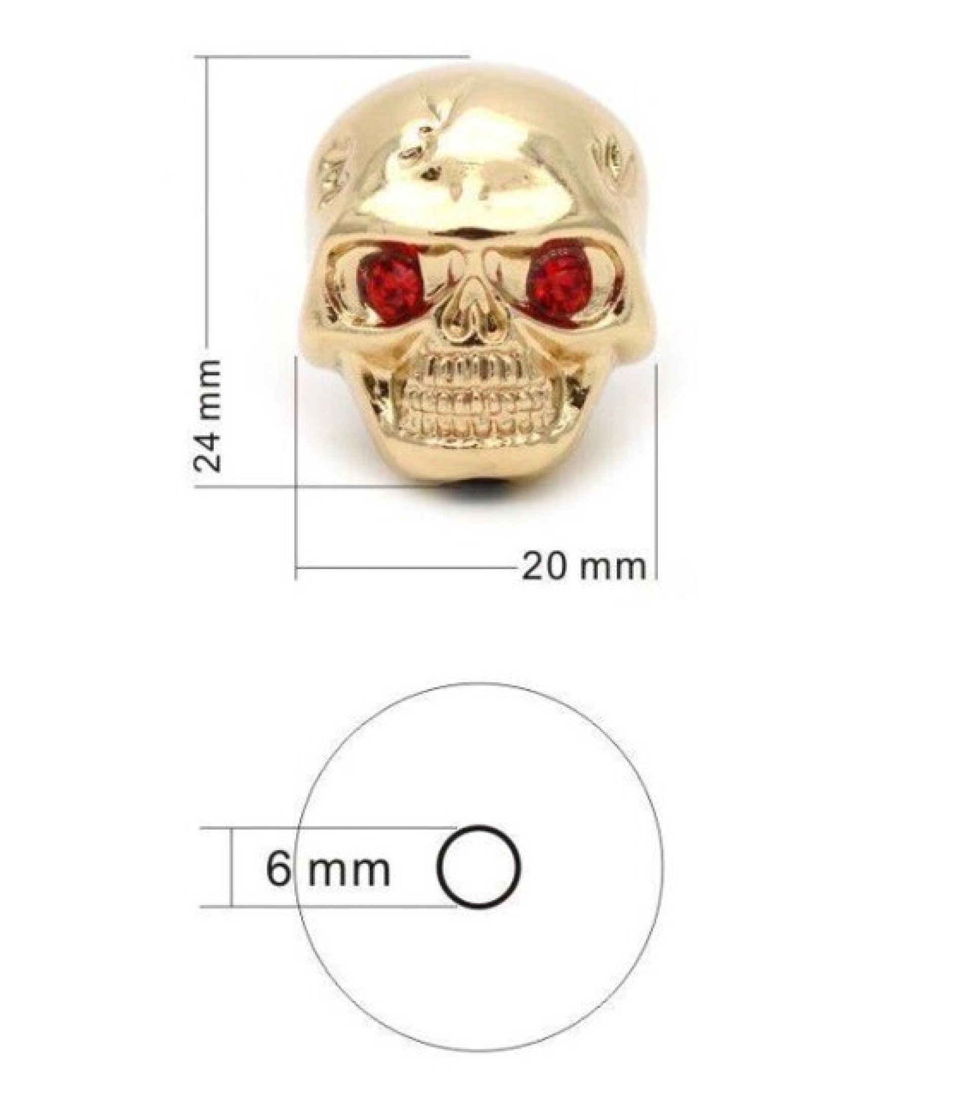 Skull Gold Guitar knob 24x20mm Shaft 6x18T
