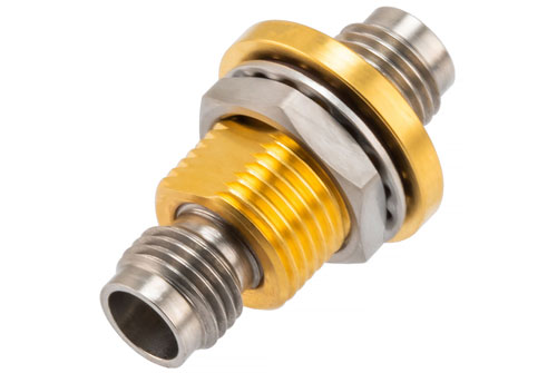 Hermetically Sealed 2.4mm Female to 2.4mm Female Bulkhead Adapter, 50GHz, VSWR 1.25, MIL-STD-348B