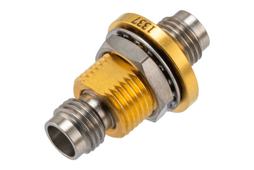PE1337.jpg Hermetically Sealed 2.4mm Female to Female Bulkhead Mount RF Coaxial Adapter, 50GHz, VSWR 1.35, MIL-STD-348B
