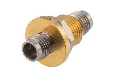 Hermetically Sealed 2.4mm Female to 2.4mm Female Bulkhead Adapter, 50GHz, VSWR 1.35, MIL-STD-348B
