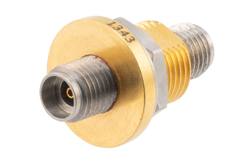 PE1343.jpg Hermetically Sealed 2.92mm Female to 2.92mm Female Bulkhead Mount RF Adapter, 40GHz, VSWR 1.25, MIL-STD-348B, Bulkhead Thermo Vacuum 1x10-6 TORR