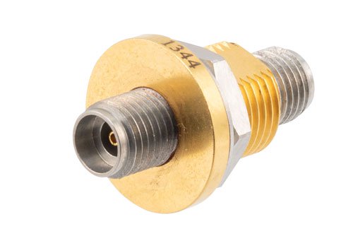 Hermetically Sealed 2.92mm Female to Female Bulkhead RF Coaxial Adapter, 40GHz, 1.35:1 VSWR, MIL-STD-348B