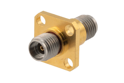 PE1346.jpg 2.92mm Female to Female Hermetically Sealed 4-Hole Flange Mount RF Coaxial Adapter, 40 GHz, VSWR 1.25, MIL-STD-348B