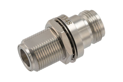 Hermetically Sealed N Female to N Female Bulkhead Mount Adapter - 11GHz, Low VSWR 1.2, MIL-STD-348B