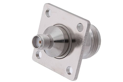RF Coaxial SMA Female to N Female 4 Hole Flange Mount Adapter