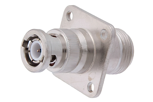 N Female to BNC Male 4 Hole Flange Mount RF Adapter - Cost-Effective