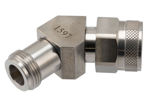 RF Adapter, 45 Degree Angle N plug to N jack 18GHz VSWR1.2