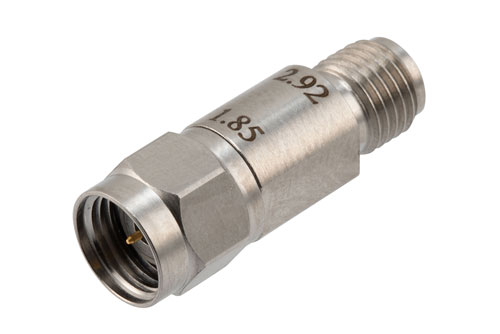 PE91620.jpg 2.92mm Female to 1.85mm Male Adapter, Stainless Steel, Engineering Grade