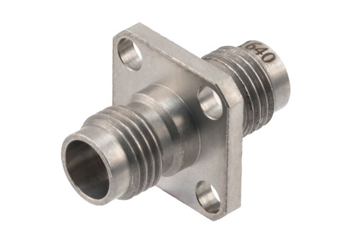 2.4mm Female to Female RF Coaxial Adapter, High Temperature, 4-Hole Flange Mount, 50GHz, VSWR 1.2, MIL-STD 348B Compliant - Cost-Effective Alternative with China Stock Fast Delivery