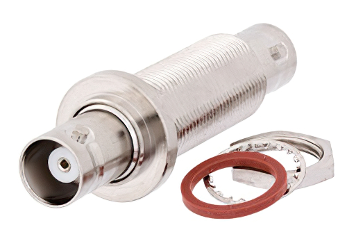 PE9420.jpg Cost-Effective Alternative: Hermetically Sealed BNC Female/Female Bulkhead Mount RF Adapter - 1" Max. Panel, Vacuum Feedthrough