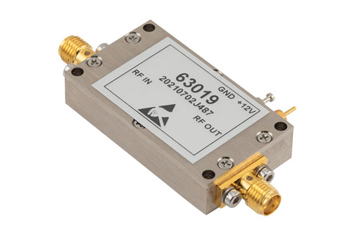 Input Protected Low Noise Amplifier, 2 GHz to 6 GHz, 1 Watt RF Input Power, 40 dB Gain, 1.2 dB Noise Figure, 12V, SMA