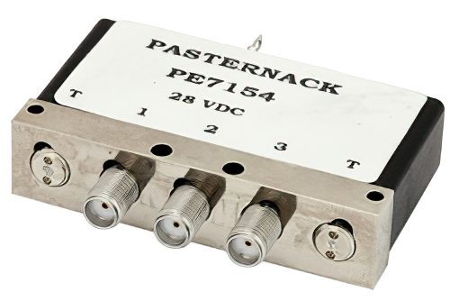 PE7154.jpg DPDT Electromechanical Relay Failsafe Switch, Terminated, DC to 18 GHz, up to 85W, 24V, Indicators, SMA