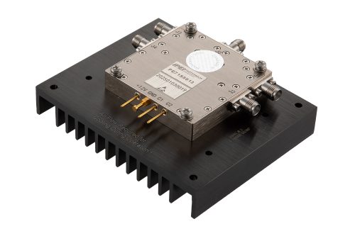Reflective SP4T PIN Diode Switch Operating From 10 MHz to 18 GHz Up to 10 Watt (+40 dBm) and Field Replaceable SMA with Heatsink