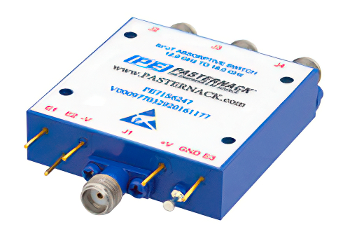 PE71S6247.jpg Absorptive SP3T PIN Diode Switch Operating From 12 GHz to 18 GHz Up to 0.1 Watts (+20 dBm) and Field Replaceable SMA