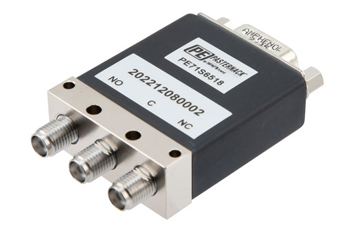 SPDT, IP64 Rated Electromechancial Relay Failsafe Swtich, DC to 18 GHz, 90W, 28VDC, SMA