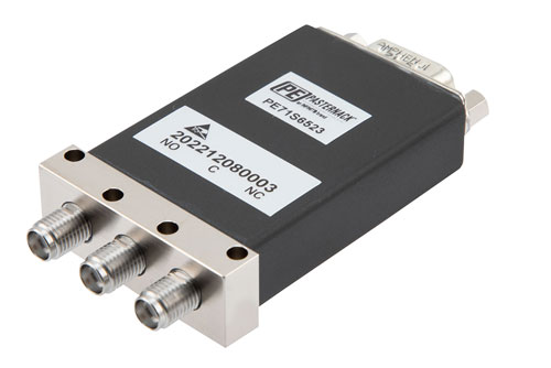 SPDT, IP64 Rated Electromechanical Relay Failsafe Switch, DC to 18 GHz, 600W, TTL, Diodes, 28VDC, SMA