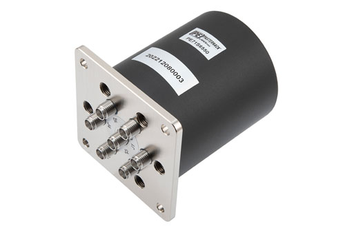 PE71S6550.jpg SP6T Electromechanical Latching Coaxial RF Switch | DC-18 GHz, 90W, 12VDC, SMA, IP64 Rated | Cost-Effective Alternative