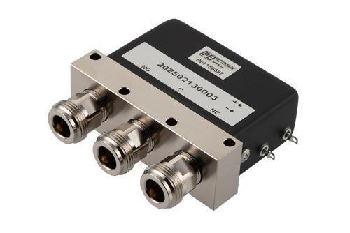 SPDT Electromechanical Relay Failsafe Switch, DC  to 18 GHz, 12V, Self Cut Off, Indicators, N, 1M Lifecycles