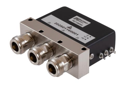 SPDT Electromechanical Relay Latching Switch, DC  to 18 GHz, 12V, Self Cut Off, Diodes, N, 1M Lifecycles