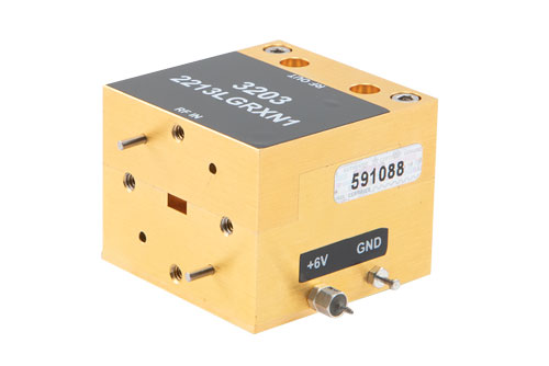 PEWGA3203.jpg Low Noise Amplifier (LNA), 40 to 60 GHz Frequencies in U Band, WR-19 Waveguide connectors with UG-383/U-Mod Flanges, 36 dB Gain