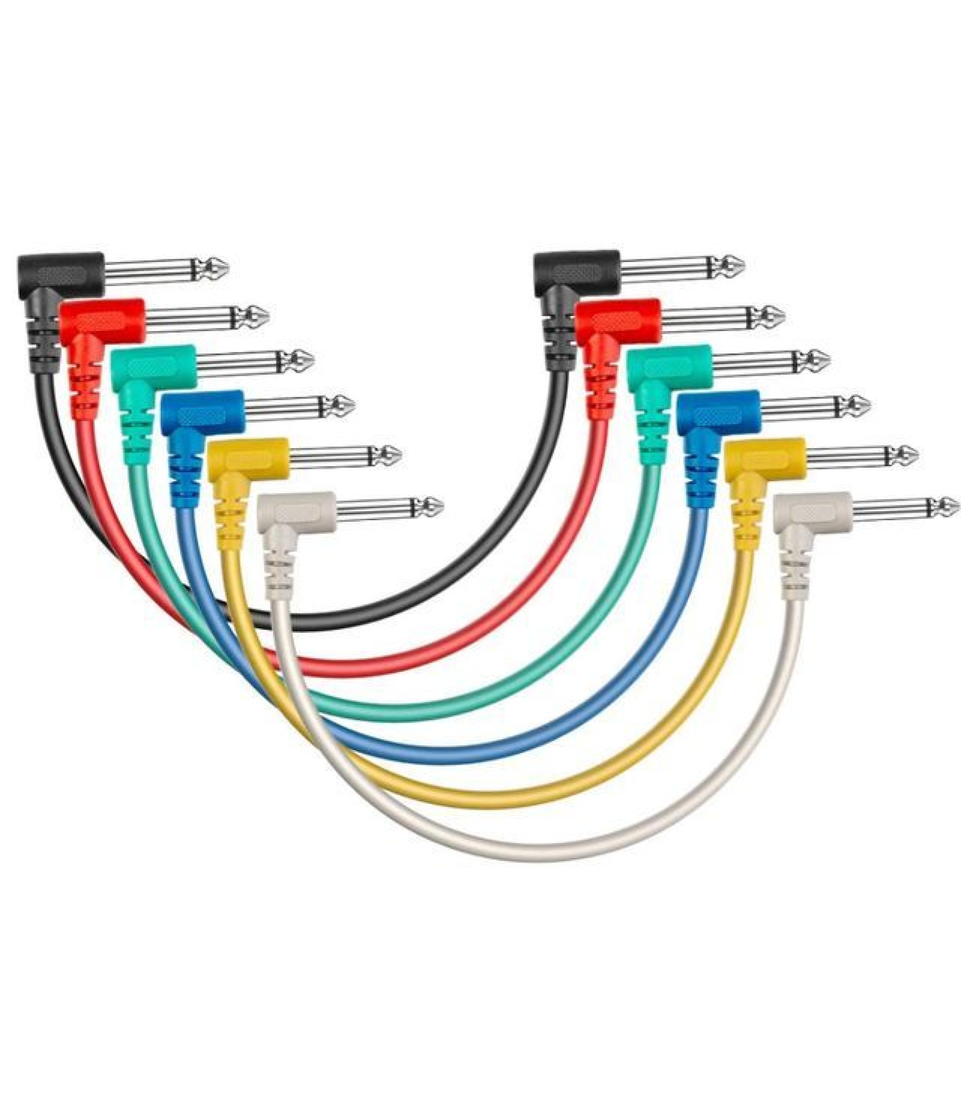6.35mm 1/4" Mono Guitar Effect Pedal Cable Black Color 15cm