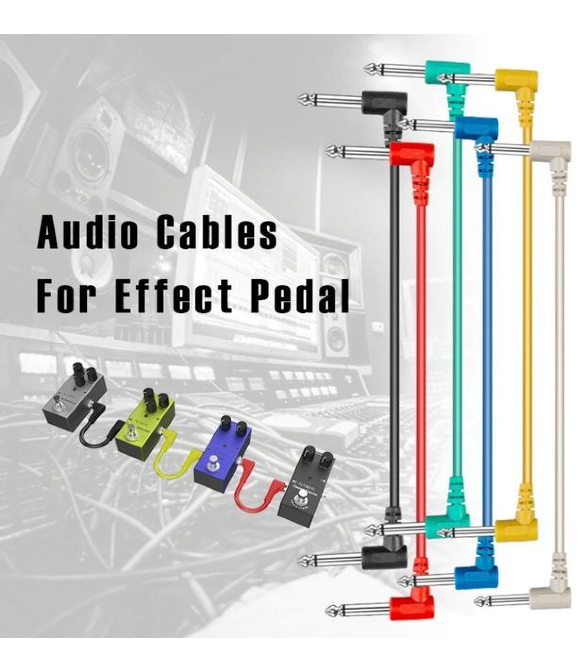 tayda-11785-aaff587f06.jpg 6.35mm 1/4" Mono Guitar Effect Pedal Cable Green Color 15cm