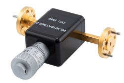 PE-W10AT002-30.jpg WR-10 Waveguide Continuously Variable Attenuator, 0 to 30 dB, from 75 GHz to 110 GHz, UG-387/U-Mod Round Cover Flange, Dial - Cost-Effective Alternative