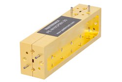 PE-W10CP001-20.jpg WR-10 Waveguide 20 dB Broadwall Coupler, UG-387/U-Mod Round Cover Flange, H-Plane Coupled Port, 75 GHz to 110 GHz, Brass Copper - Cost-Effective Alternative