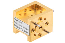PE-W10CR001.jpg WR-10 Waveguide Circulator, 82.2 GHz to 84.2 GHz, 15 dB min Isolation, UG-387/U-M Cover Flange, Brass - Cost-Effective Alternative