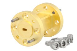 PE-W10TS12001A.jpg WR-10 to WR-12 Waveguide Transition 1 Inch Length, UG-387/U-Mod Round Cover Flange to UG-387/U Round Cover Flange - Cost-Effective Alternative