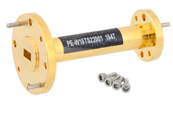 WR-15 to WR-22 Waveguide Transition 2 Inch Length, UG-385/U Round Cover Flange to UG-383/U Round Cover Flange - Cost-Effective Alternative