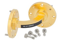 WR-19 Instrumentation Grade Waveguide H-Bend with UG-383/U-Mod Flange Operating from 40 GHz to 60 GHz - Cost-Effective Alternative