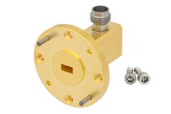 WR-19 UG-383/U-Mod Round Cover Flange to 1.85mm Female Waveguide to Coax Adapter Operating from 40 GHz to 60 GHz - Cost-Effective Alternative