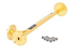 WR-19 Waveguide 20 dB Broadwall Coupler, UG-383/U Round Cover Flange, E-Plane Coupled Port, 40 GHz to 60 GHz, Brass Copper - Cost-Effective Alternative
